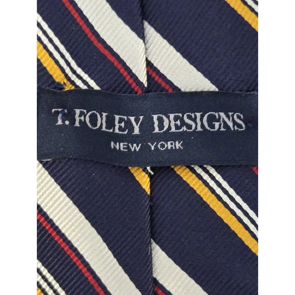 T. Foley Designs New York Tie 100% Silk Striped Business Office Formal